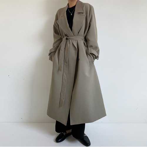 남녀공용 오버핏 봄 가을 로브 더블 코트